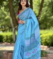 Block Print Saree (KZ 402)